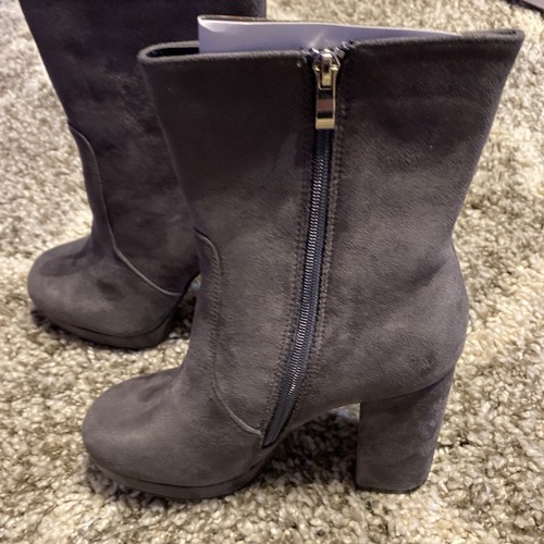 ladies Gray mid calf boots size 8 With Zipper (Kenny) - Picture 4 of 8