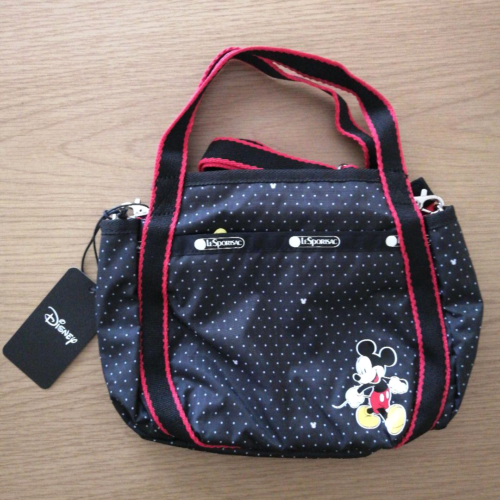 LeSportsac x Disney Mickey Mouse 2way Tote Crossbody Bag Dots NEW from Japan - Picture 1 of 2