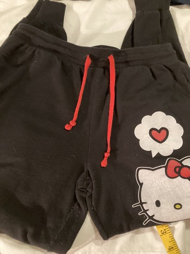 Hello Kitty Sweatpants Licensed Sanrio 2021 Black with white Size 7/8 Medium - Picture 10 of 10