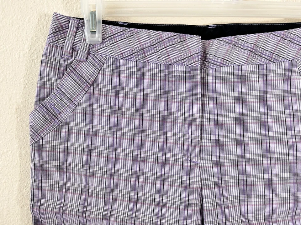 Cutter & Buck shorts size 12 purple tan plaid 4 pockets 11.5" inseam - Image 2 of 4