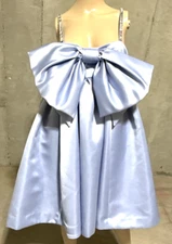 New Nina Ricci Runway Crystal Strap Bow Front Blue Cocktail Dress US 6 8 / FR 40
