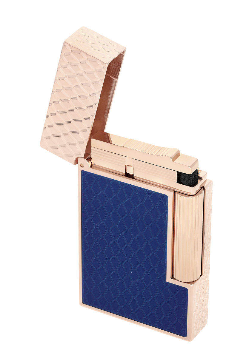 S.T Dupont Line 2 Perfect Ping Lighter Blue & Gold Dragon Pattern