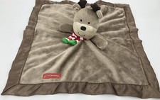 Carters My 1st Christmas Reindeer Lovey Rattle Security Blanket Brown Silky