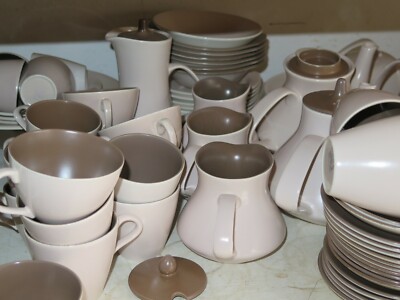 ERSATZ CHINA Poole Keramik Twintone C54 PILZ & SEPIA 50er Jahre Auswahl 