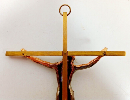 Vintage INRI Brass Crucifix Jesus on Cross Wall Hanging 10" x 5" Religious Decor - Picture 6 of 8