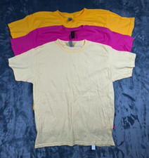 Lot of 3 Gildan Heavy Cotton/Soft Cotton T-Shirts Youth Large Pink,Yellow,