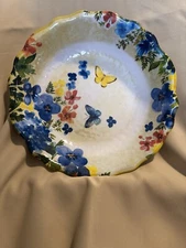 Pier 1 Large 13.5” BUTTERFLY FLORAL Melamine Pasta Fruit Salad Serving Bowl
