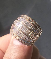 Unique Design Ring 2.6ct Baguette Cut Simulated Diamond 14k Yellow Gold Plated