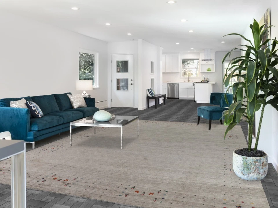 Beige Gabbeh Area Rug Hand-knotted Wool Rug 9x12 ft - Image 2 of 4