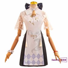 Genshin Impact Dress Cosplay Costume Ganyu Girl Women Maid Dress Anime Wigs New