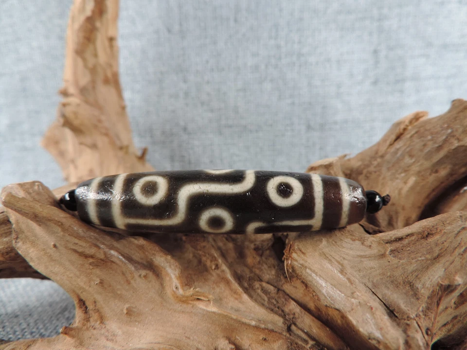 Ancient 9 Eyes Tibetan Old Agate Dzi Bead Amulet for Pendant Bracelet Gzi Bead A - Image 2 of 4