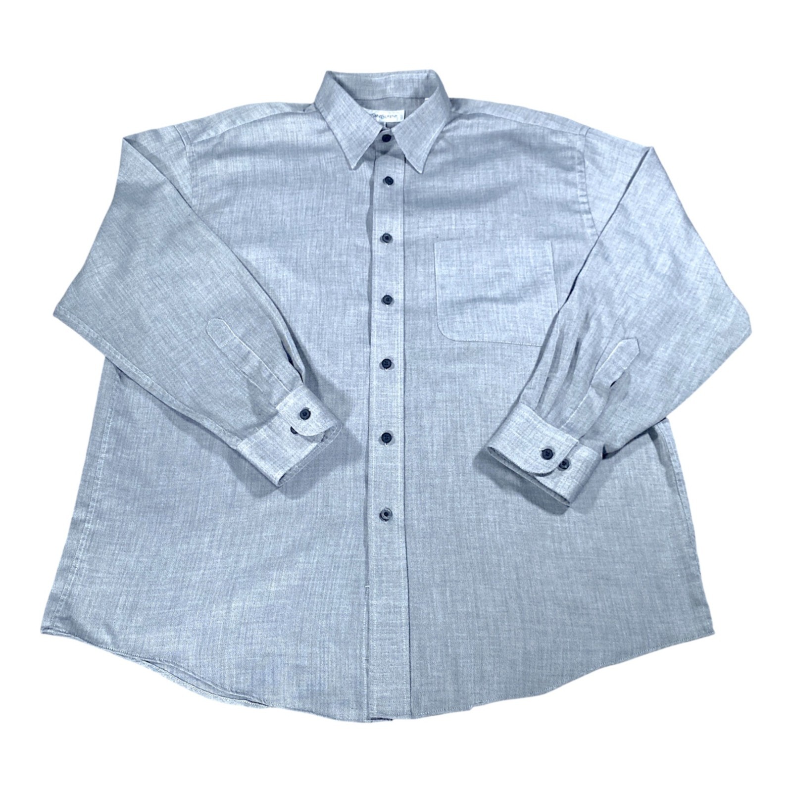 Yves Saint Laurent camicia uomo 16 5 32 33 grigio abito twill pannolino aziendale vintage
