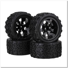 4PCS Racing Car Tires Big Rubber Tread and 7 Plastic Wheels