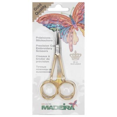 Madeira Stickschere vergoldet (2-fach gebogen, 10 cm lang) nähen Stickmaschinen