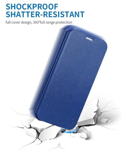 For Samsung Galaxy A5 A8 2018 X-Level FIBCOLOR Ult Slim Full Flip Case/Stand BLK - Picture 6 of 12