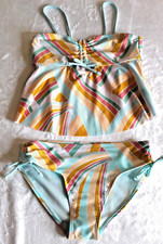 Wonder Nation Girl's Clinched Tankini Swimsuit Heavenly Aqua Size M 7-8 