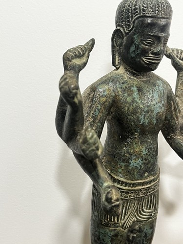 BOUDDHA BRONZE LOKESHVARA KHMER VINTAGE BUDDHA STATUE BODHISATTVA - Picture 7 of 19