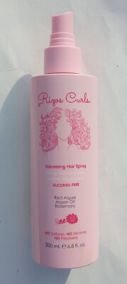 Rizos Curls Volumizing Hair Spray, Argan Oil Red Algae Rosemary, 6.8 Oz NO TOP