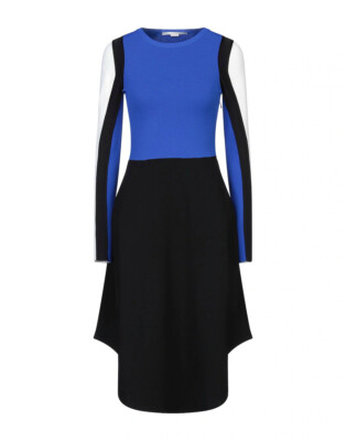 Stella McCartney ALTRD Blue Color Block Long Sleeve Midi Dress sz 44