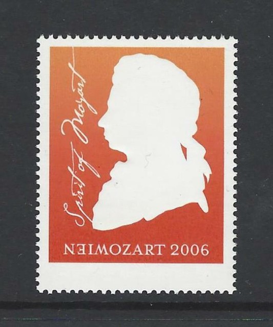 Rarität Österreich MiNr. 2572 F Mozart ohne Kehrdruck mit Foto Attest Fehldruck Rarität Österreich MiNr. 2572 F Mozart ohne Kehrdruck mit Foto Attest Fehldruck