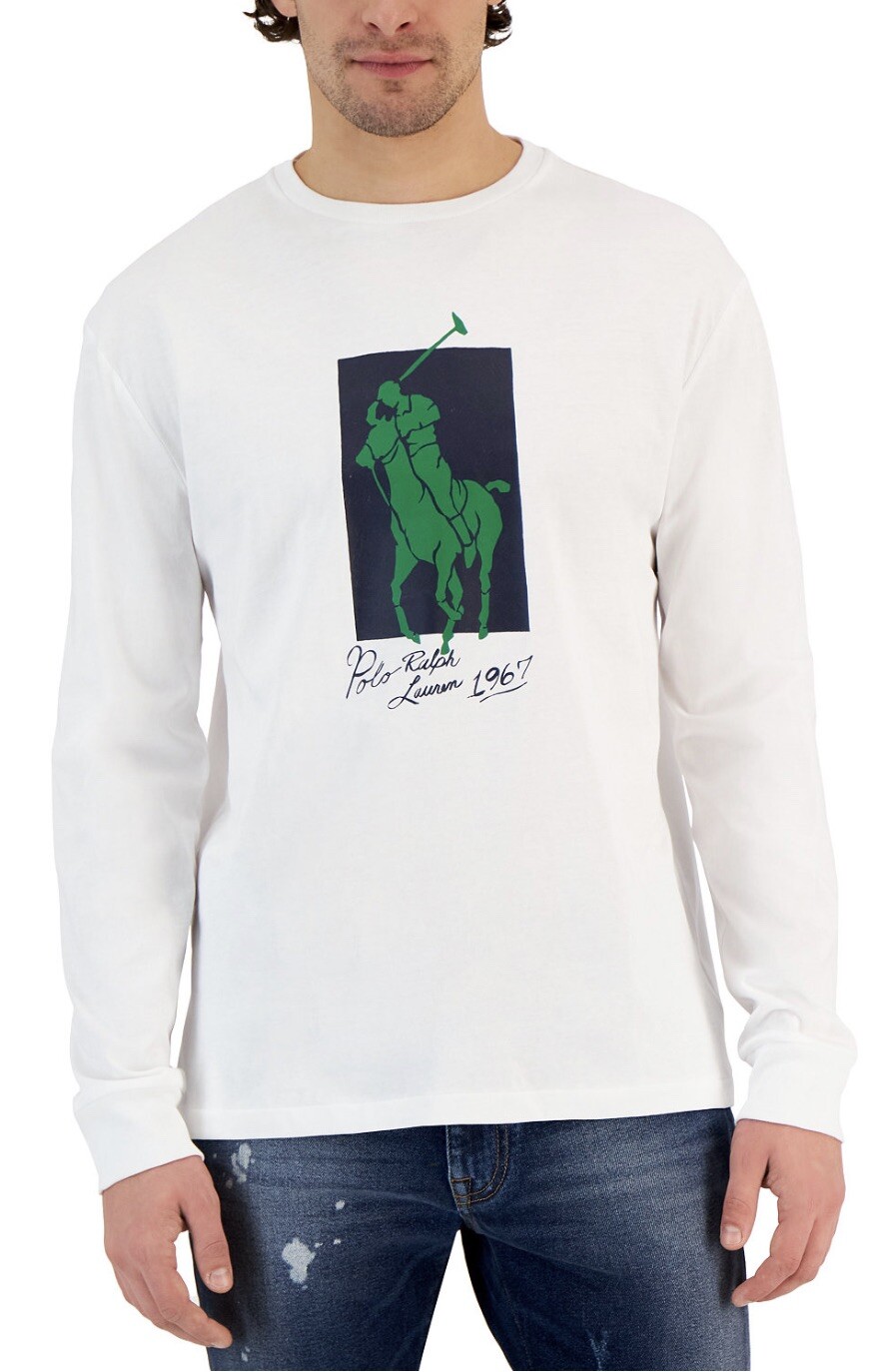 Polo Ralph Lauren uomo maglia vestibilità classica t shirt maniche lunghe XL logo pony grande