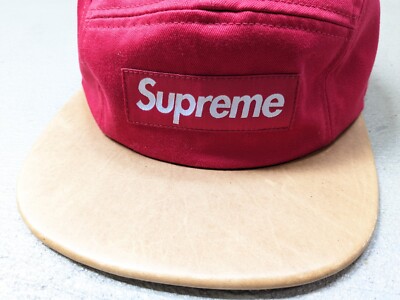 Supreme Expedition Leather Visor Camp Cap Hat Red SS15 5-Panel