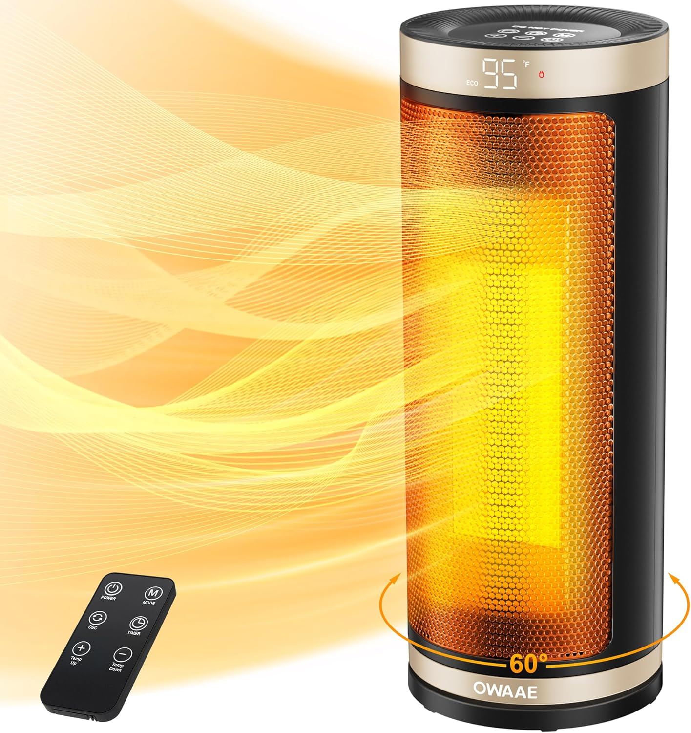Space Heater Indoor,  1500W PTC Portable Electric Heater with Adjustable Thermos-image