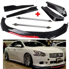 For Nissan Maxima Front Bumper Lip Splitter Spoiler Body Kit + Side Skirt P