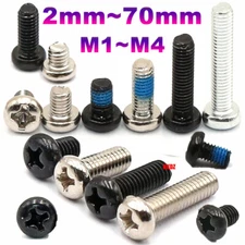 M1~M4 Phillips Pan Head Machine Screws 2mm~70mm Carbon Steel Round Screw Bolts