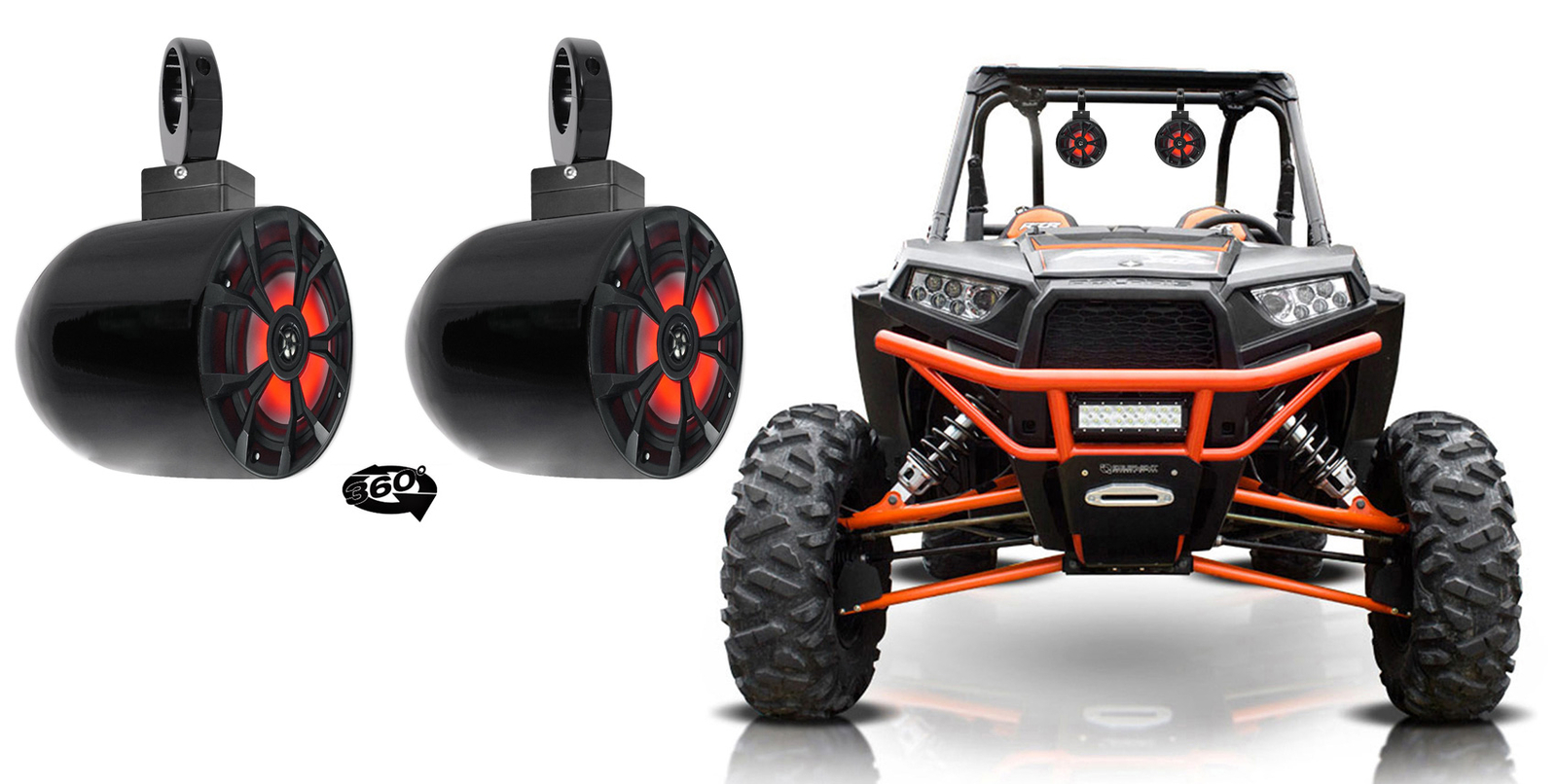 2 Колонки Rockville 65 LED с поворотной на 360 черной алюминиевой башней для RZRATVUTV