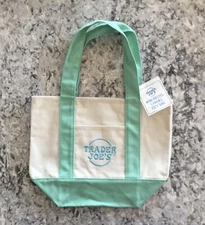 Trader Joe’s Mini Canvas Tote Bag Pastel Green NWT