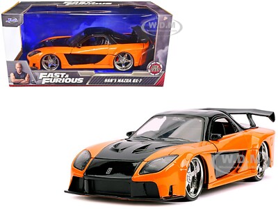 HAN'S MAZDA RX-7 RHD ORANGE & BLACK FAST & FURIOUS 1/24 DIECAST