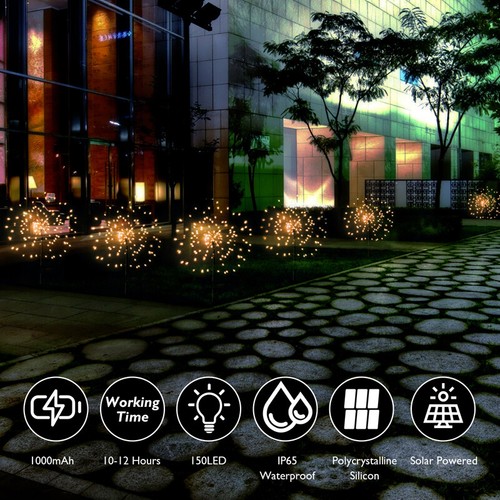 4X 120/150/200 LED Solar Fireworks Light Waterproof Path Lawn Garden Decor Lamp - Picture 36 of 106
