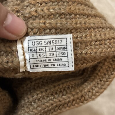 UGG Australia Womens Knit Cardy Boots Brown Woven Sheepskin Tan