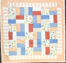 Baby Quilt Boy's Handmade Patchwork Crib Blanket 39" x 39" Farm Animals NEW