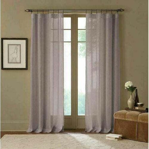 Cambria Terra Rod Pocket Sheer Curtain Panel 108" Grey - Picture 1 of 6