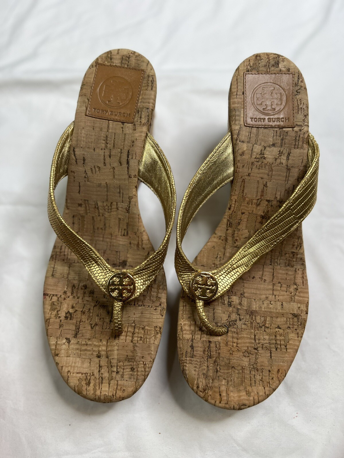 Tory Burch Thora Cork Wedge Flip Flip Sandals Shoes G… Gem