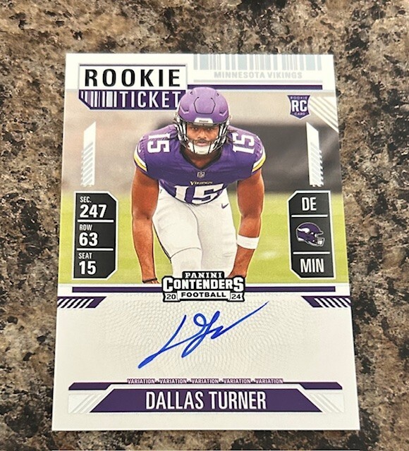 2024 Panini Contenders On Card Auto Rookie Ticket Dallas Turner #123 RC AU