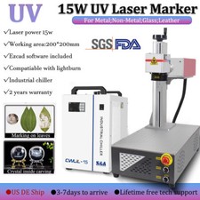 15W 355nm UV Laser Marking Engraver Machine Chiller For Glass Wood Leaf Metal US
