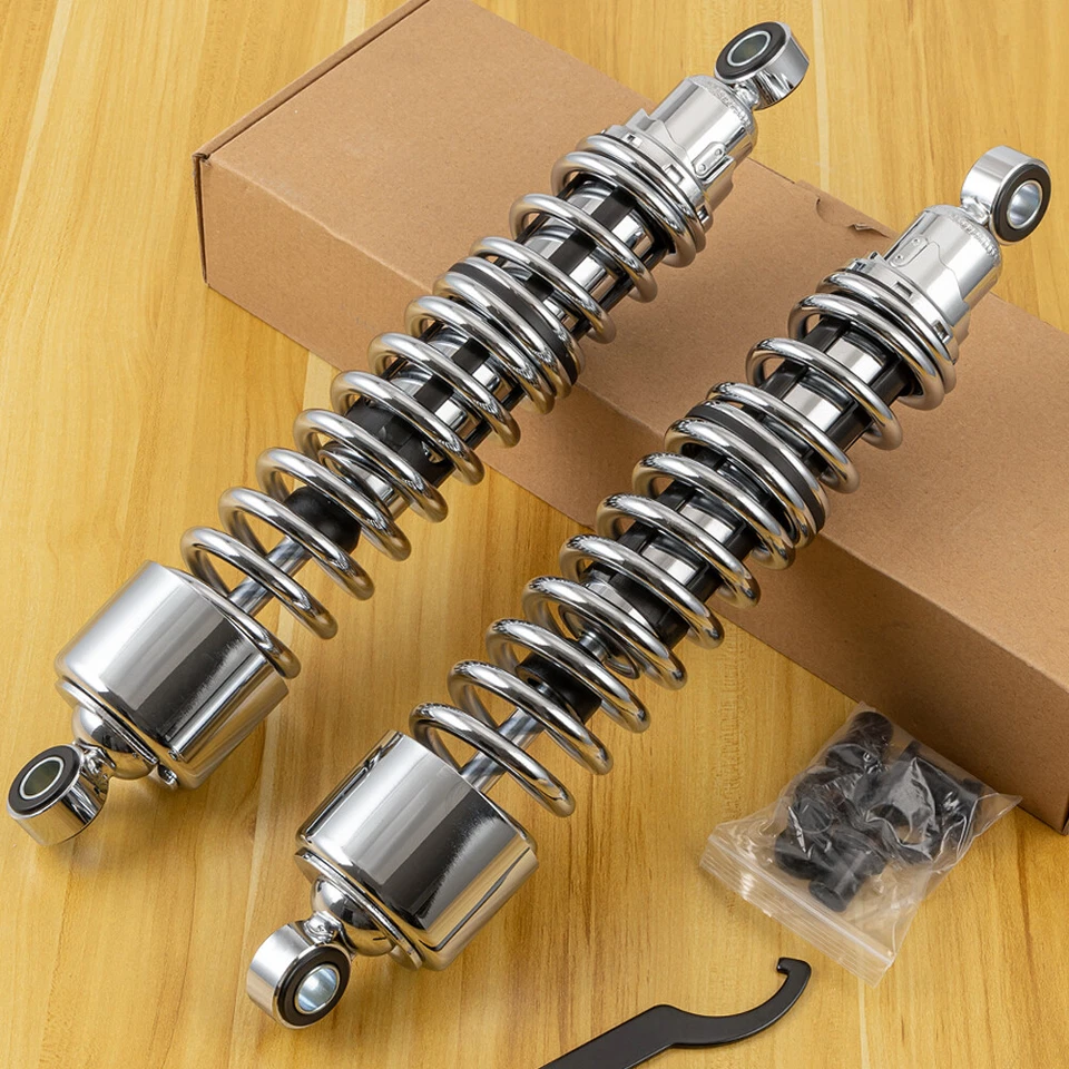 Chrome 15" Rear Shocks Absorbers For Harley Sportster XL 1200 883 Softail Fatboy Foto 3 de 4