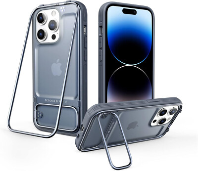 RAPTIC Bracket for iPhone 14 Pro Case, Double Kickstand Shockproof Mountain Blue