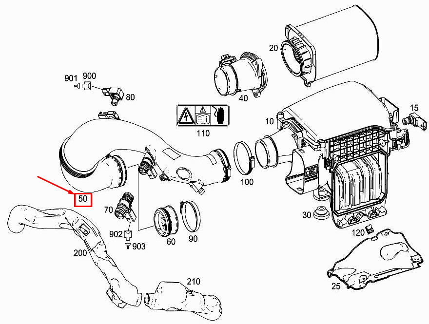 Neu MERCEDES-BENZ GLC X253 Motor-Reinluftleitung A4475280400 Original