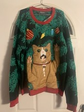 NWT 33 Degrees CAT Ugly Christmas Sweater Sz L Kitty Unisex Holiday Xmas
