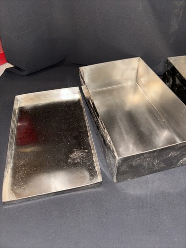 Pair Of Tin (stainless??) Boxes With Lids 8”x5”x2.5” - Picture 7 of 14