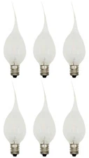 6 Silicone Dipped LED Night Light Bulbs, For Window Candles C7 Base, 0.7w, 120v