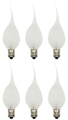 6 Silicone Dipped LED Night Light Bulbs, For Window Candles C7 Base, 0.7w, 120v