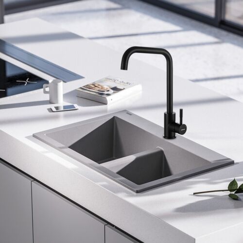 Niederdruck Armatur Küche Wasserhahn Küchenmischer für Spüle Boiler schwarz - Bild 9 von 11