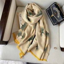 Ginkgo Leaf Pashmina Shawls Wrap Chal Soft Cashmere Scarf