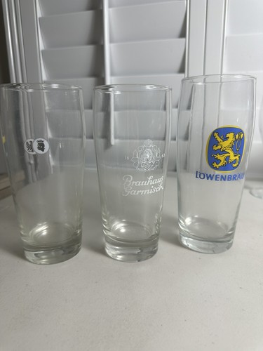 Lot Of 3 Lowenbrau Brauhaus Garmisch - Germany Beer Glasses - Picture 5 of 9