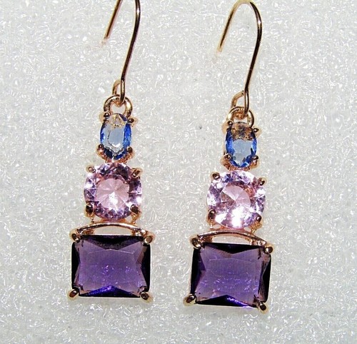 Purple earrings Gemstone crystal Murano Wood cats eye Huge choice Fast UK post - Picture 56 of 72